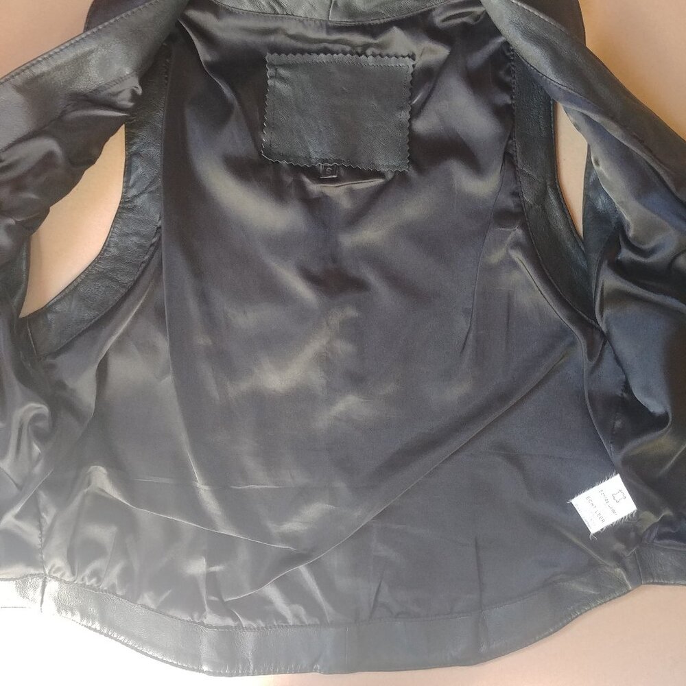 Real Leather Black Zipper Zip-up Vest Germany Fully Lined Mens Small S - Picture 13 of 13